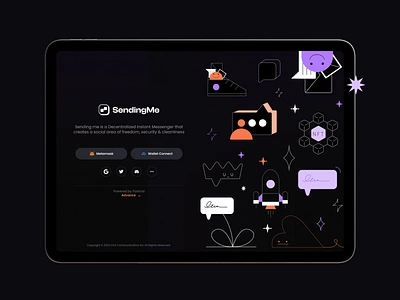 SendingMe - Decentralized encrypted messenger UX/UI design app design application clean design illustration ios messenger mobile app platform design saas ui ux web app