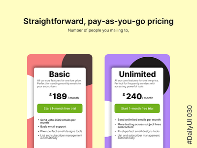 DailyUI 030 - Pricing branding ui