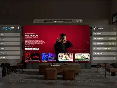 Elevating the Streaming Experience: Prime Video in Vision Pro 3d amazon amazonprime animation apple branding design graphic design illustration logo motion graphics ui vector vision pro