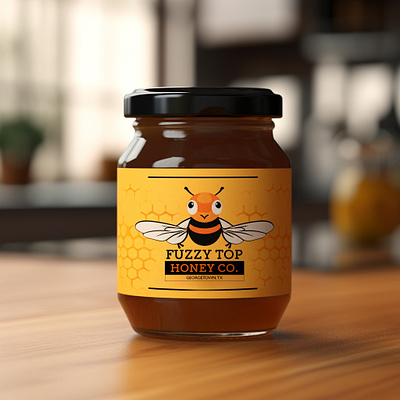 Fuzzy Top Honey Co. honey logo logo design