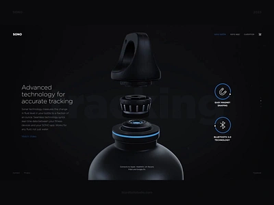 Smart Water Bottle Website 3d ae animation design interaction landing page marketing website motion graphics product product website ui ux water bottle