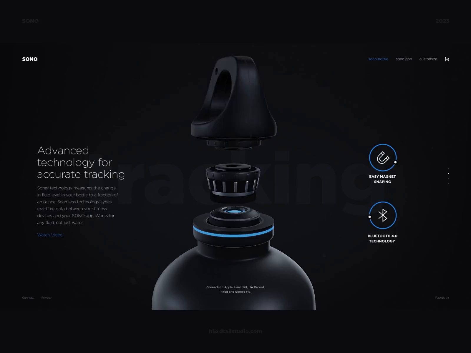 Example of Smart Water Bottle Website