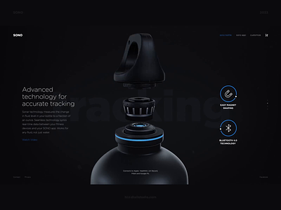 Smart Water Bottle Website 3d ae animation design interaction landing page marketing website motion graphics product product website ui ux water bottle