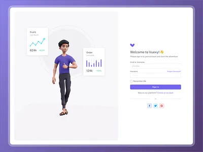 Login Page - Vuexy Design System admin alert auth branding button card component dark dashboard design system figma form input login pages register sign up typography uikit widget