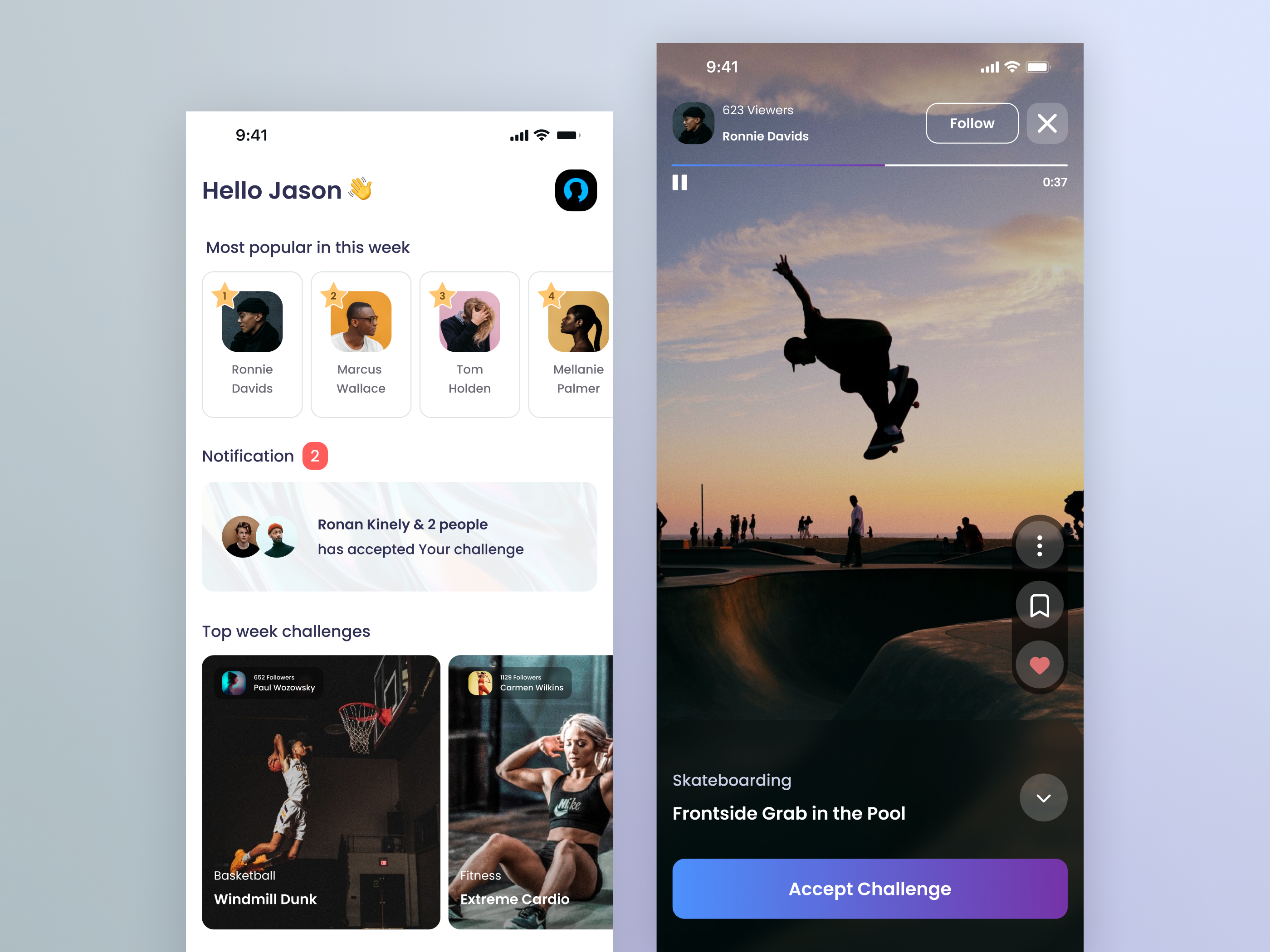 Duel - Social Media App app challenges community design duel mobile app social media ui ux