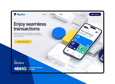Paypal - Website UI Concept blue yellow