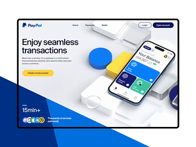 Paypal - Website UI Concept blue yellow