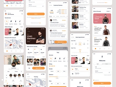 Barber Service App UI app appointment barber barber app barber booking beard booking design hair ios app map mobile ofspace review schedule shaves ui