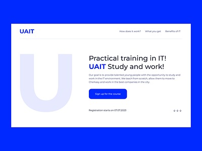 UAIT - IT Courses Website aesthetically branding corses course design graphic design it landing landing page minimal online ui ui ux ux web website