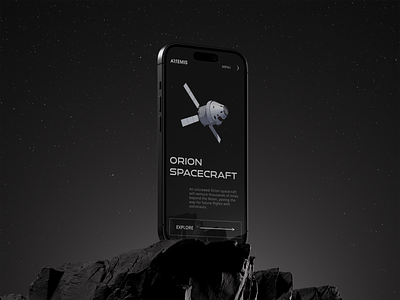 Artemis Orion spacecraft 3d artemis clean dark minimal mobile nasa orion responsive space ui ux web
