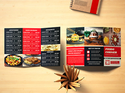 Restaurant brochure design advertising banner brand identity branding brochure design flyer food food design graphic design illustration magazine newsletter poster print restaurant restaurant menu design trifold typography vector