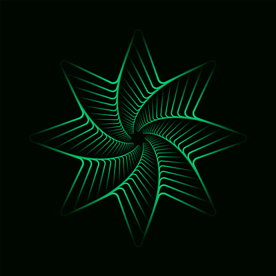 Green twisted futuristic spirals art design digital fractal graphic design green icon illustration logo network spiral star wavy