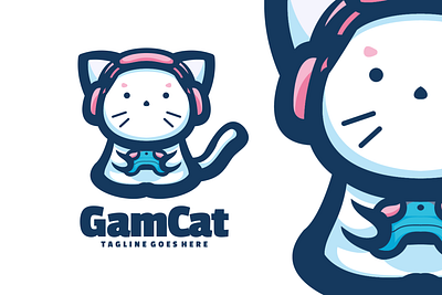 GamCat animal branding cute mascot design graphic design illustration logo ui vector