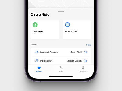 Circle Ride apple ios maps mobile mobile design product design ride ride share search search ride uber