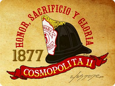 Sociedad Cosmopolita - Since 1877 design fire firefighter graphic design illustration logo vector