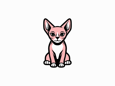 Sphynx Cat Logo animal branding cartoon cat character cute design egypt icon illustration kids kitty logo mark pet pink sphynx sports vector vet