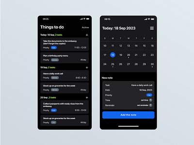 Planner Mobile App app date picker design figma mobile app notes planner ui ux uxui web