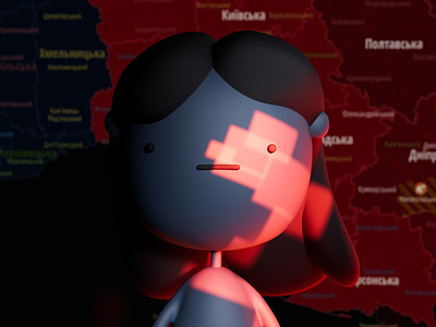 Map of my anxieties / Карта моїх тривог 3d 3d illustration air alerts alerts character character design cinema 4d cute girl illustration map ukraine ukrainian ukrainian illustrator war