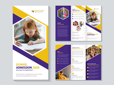 School Admission Trifold Brochure Design Template brochure brochure design brochure design in powerpoint create brochure how to make a brochure design school admission school trifold brochure trifold brochure design