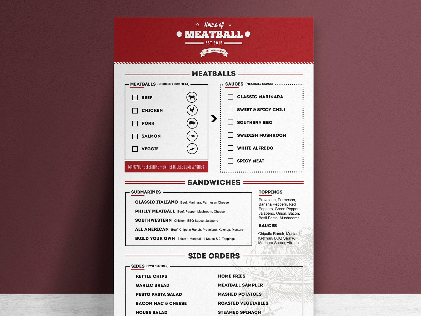 Casual Dining Restaurant Menu Design by Myles Kessler on Dribbble