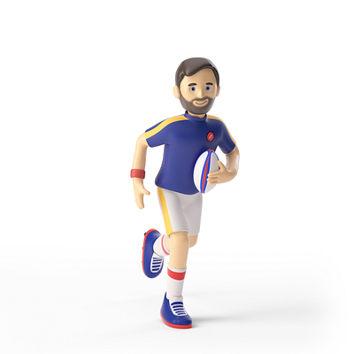 Rugby 3d branding cgi character foreal illustration