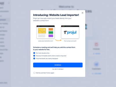 Website Lead Importer automation component importer introducing lead modal pop up ui website lead