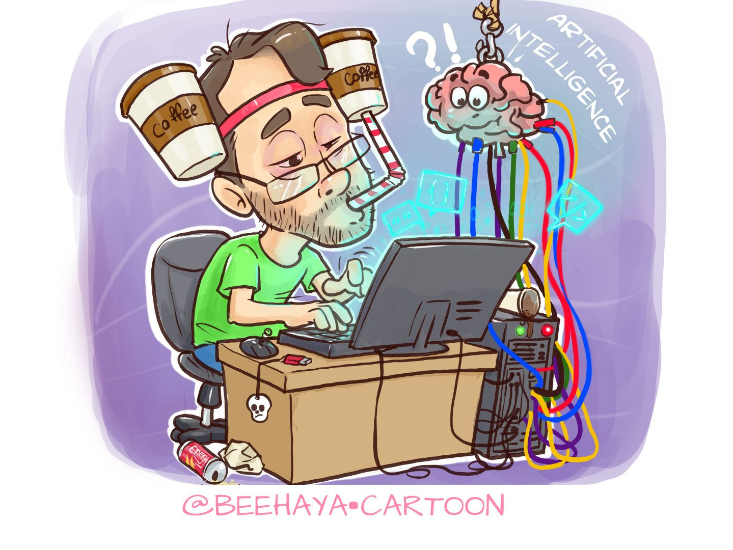 Cartoon Computer Programmer by Beehaya on Dribbble