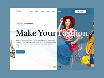 Fashion shop - Hero page - Fashion Cloth Landing page 3d branding fashion landing page. fashion website header headerdesign hero section minimalist modern design new fashion ui uidesign unique cloth ux website