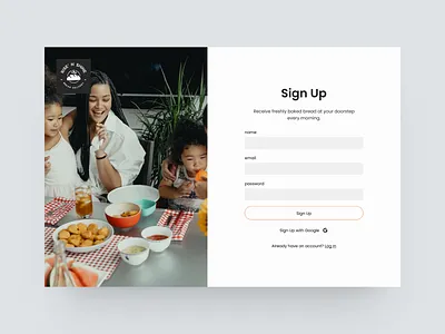 Sign Up page - bread delivery service