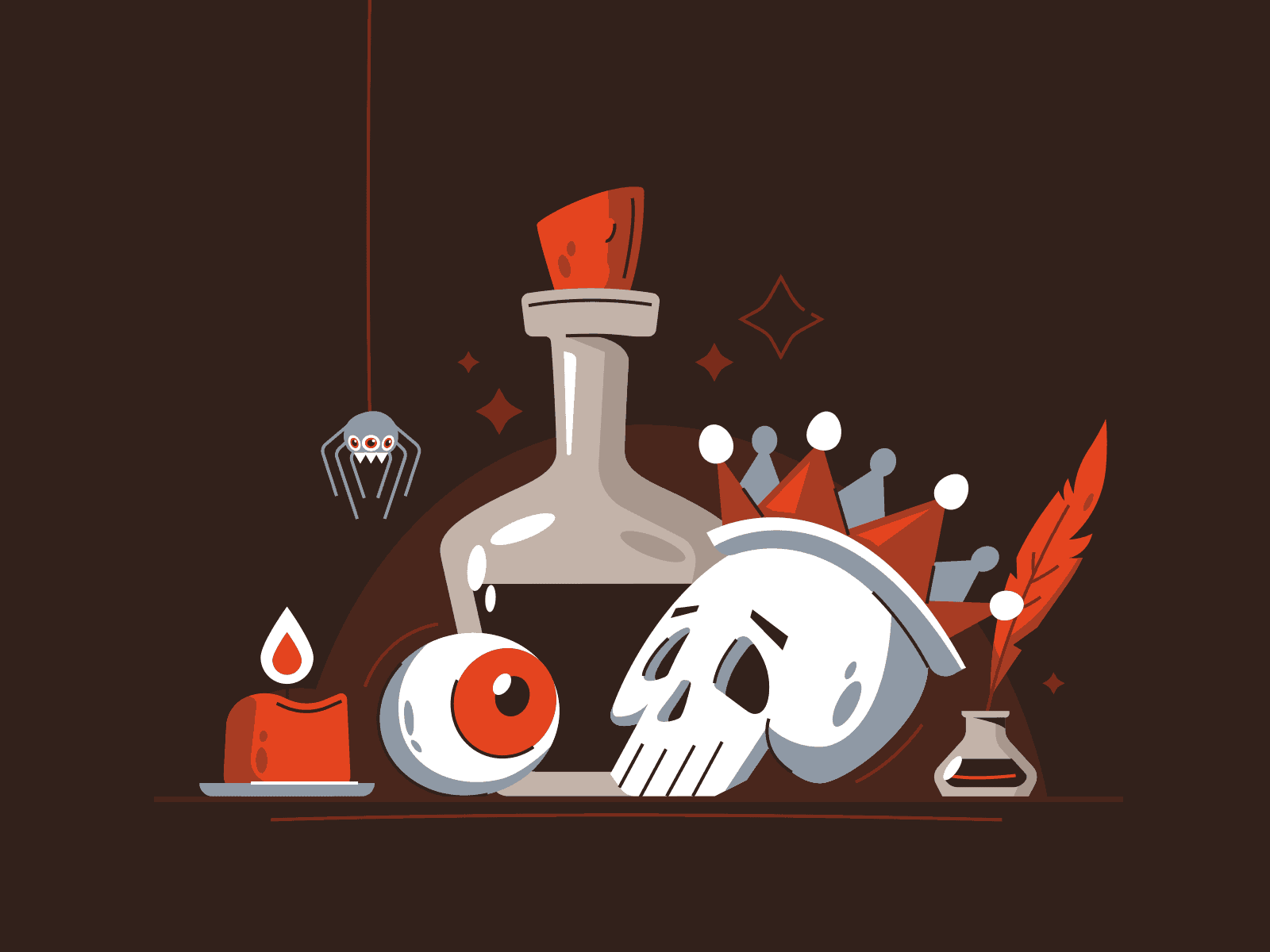 Evening still life 💀👑 animation color composition flat funny graphic design halloween illustration motion graphics scary skull