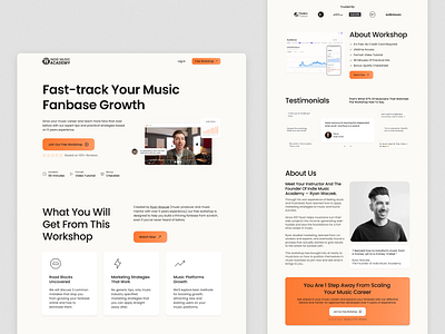 Landing Page Redesign for Indie Music Academy landing page landing page design music marketing redesign ui ux design