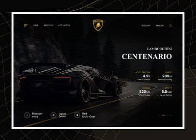 Lamborghini CENTENARIO - Hero Section accessibility app clean dark mode design dribbble figma graphic design hero section minimal typography ui ui design ux ux search web web banner web design website