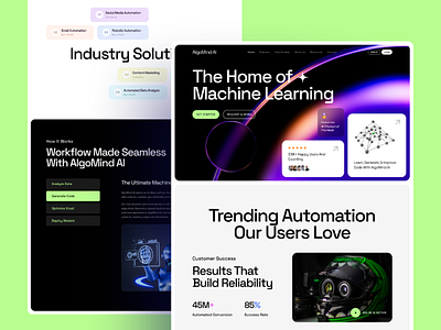 AlgoMind AI - Data Science & Machine Learning Template agency website ai ai landingpage ar bento data science design grip layout landingpage machine learning product saas landing page vr web3