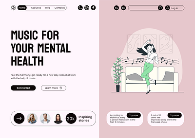 Music for mental health branding design figma illustration logo photoshop typography ui ux