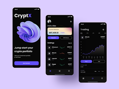 Crypto wallet - Mobile app app design graphic design icon icon interface logo design logo design mobiledesign ui ux лого дизайн лого дизайн