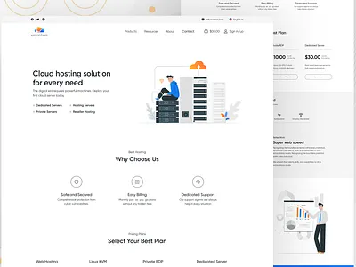 Cloud Hosting Service Website Design minimal website