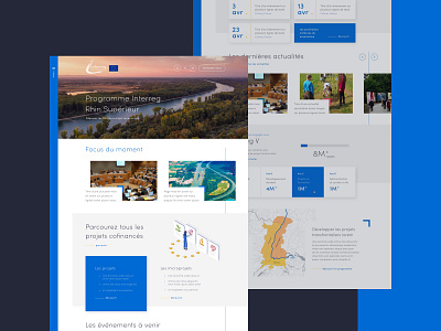 Interreg - Institutionnal Website art direction blue corporate cross border europe institutionnal interreg map ui ux webdesign