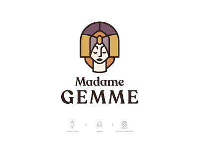 Madame Gemme - Selected logo branding crystal face facets gems goddess jewel logo meditation mystical spirituality totem woman