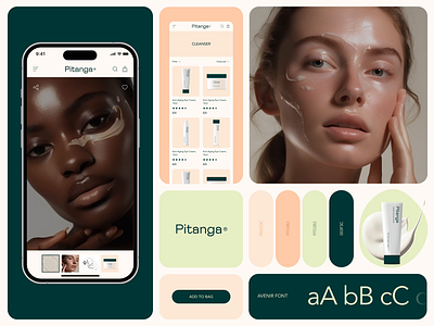 Beauty E-commerce App | UX & UI avenir beauty beauty app bento bento style color palette cosmetic brand cream e commerce ecommerce font green mobile app ui ui design women beauty app