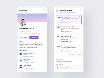 Profile + Payment Method Concept mobile app ui design