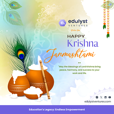 Krishna Janmashtami Poster Design graphic design illustartor ui