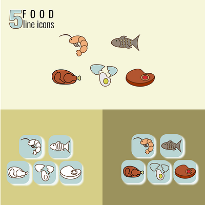 5 icons on the theme of food graphic design logo motion graphics