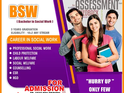 Bachelor of Social Work Admission Poster/Banner Design figma graphic design phtoshop ui