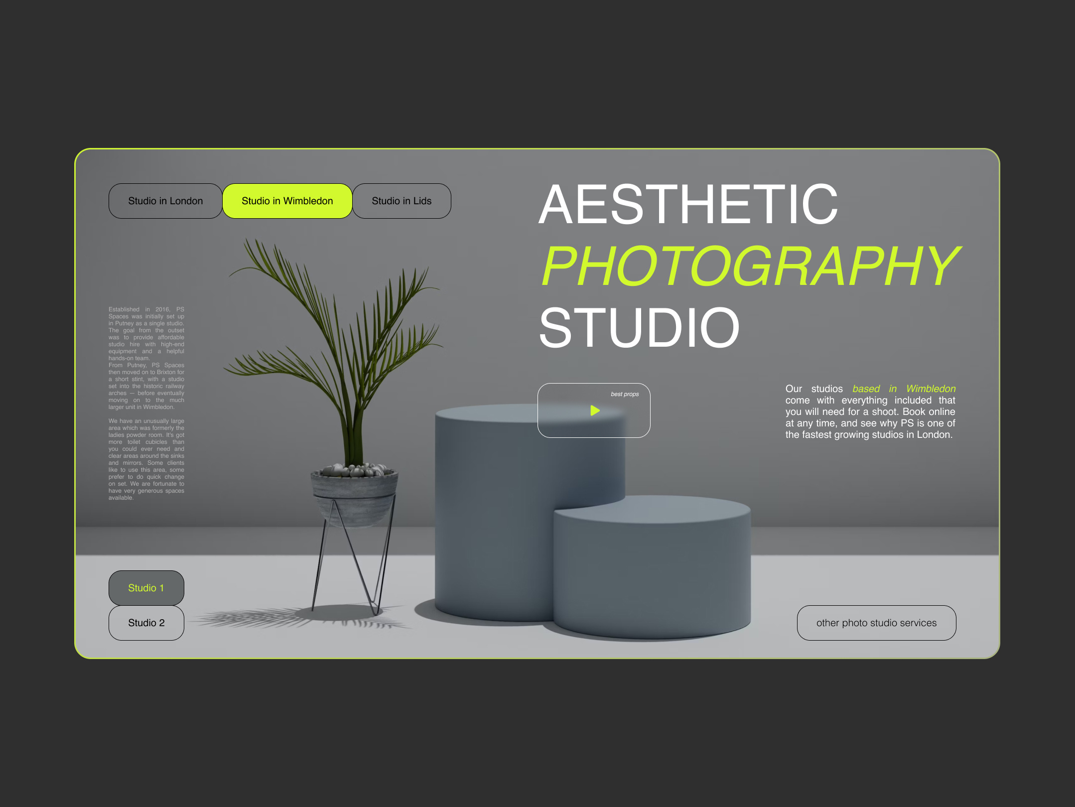 Web-design for a photo studio design great britain photo studio site ui web