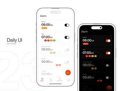Daily UI #23 - Alarm clock alarm alarm clock app clock dailyui design dieterrams interface minimalism minimalist mobile mobile app rams swiss swiss design swiss minimalism time ui uiux ux