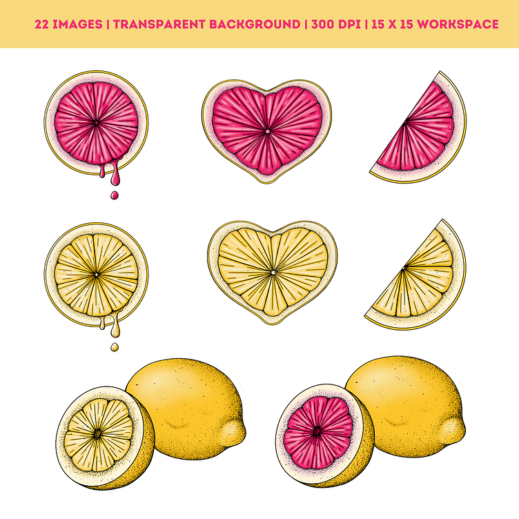 pink lemon slice clipart