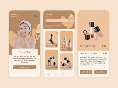 Daily UI Challenge - D12 - a Veautiful beauty care mobile app app beauty care app body care app branding daily ui challenge design design beauty cara e commerce hair care app mobile app skin care app ui uidesign veautiful beauty care