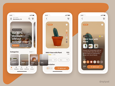 HOM | Mobile E-commerce App aesthetic e commerce home app homeware houseware interior mobile app shop ui ux