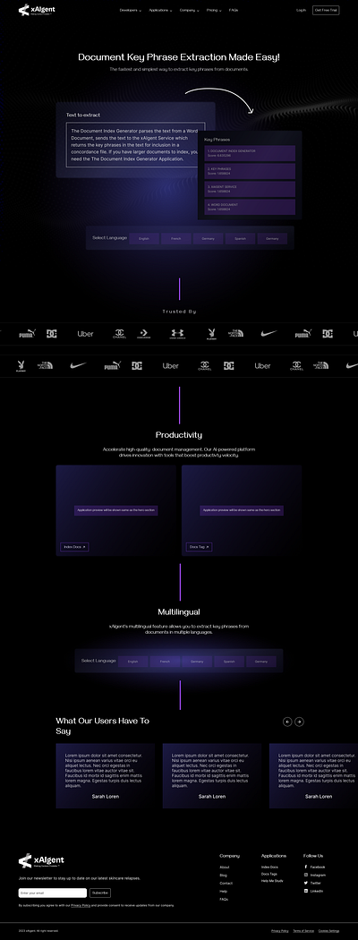 xAIgent - Homepage ai platform ai platform ui design ai web design ai website dark theme ui ui ux design