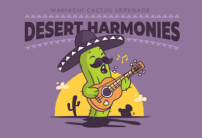 Mariachi Cactus Serenade cactus cartoon character funny illustration mariachi mexican mexico music musician serenade tshirt vector